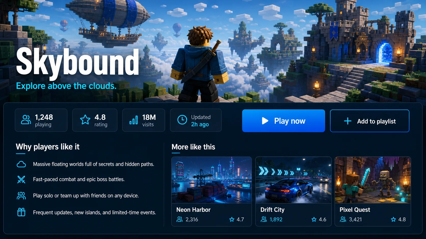 TopBlox game details page